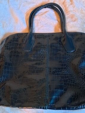 Turquoise Croc-Embossed Patent Tote Bag - Women